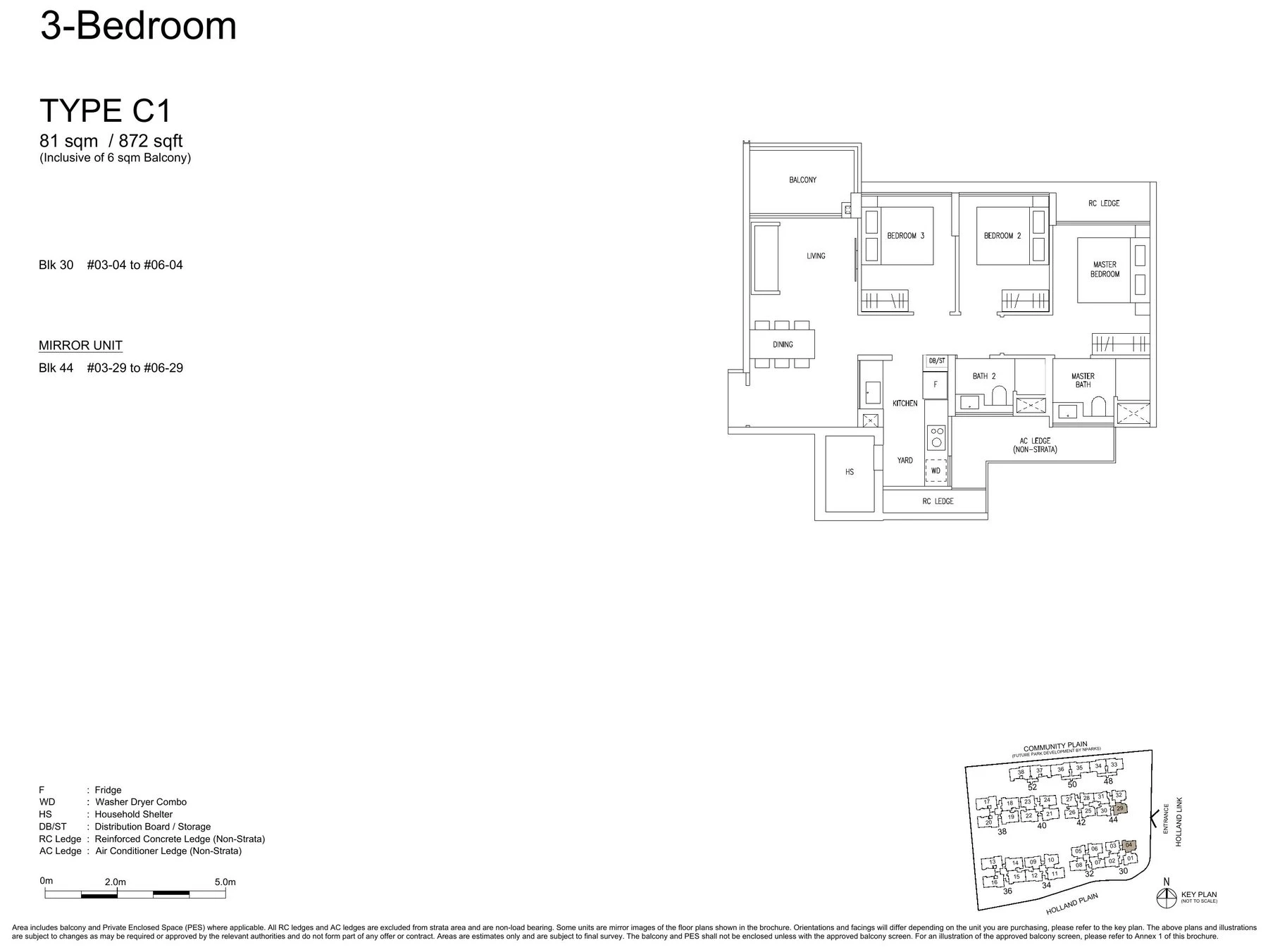 3 Bedroom layout plan (Type C1)