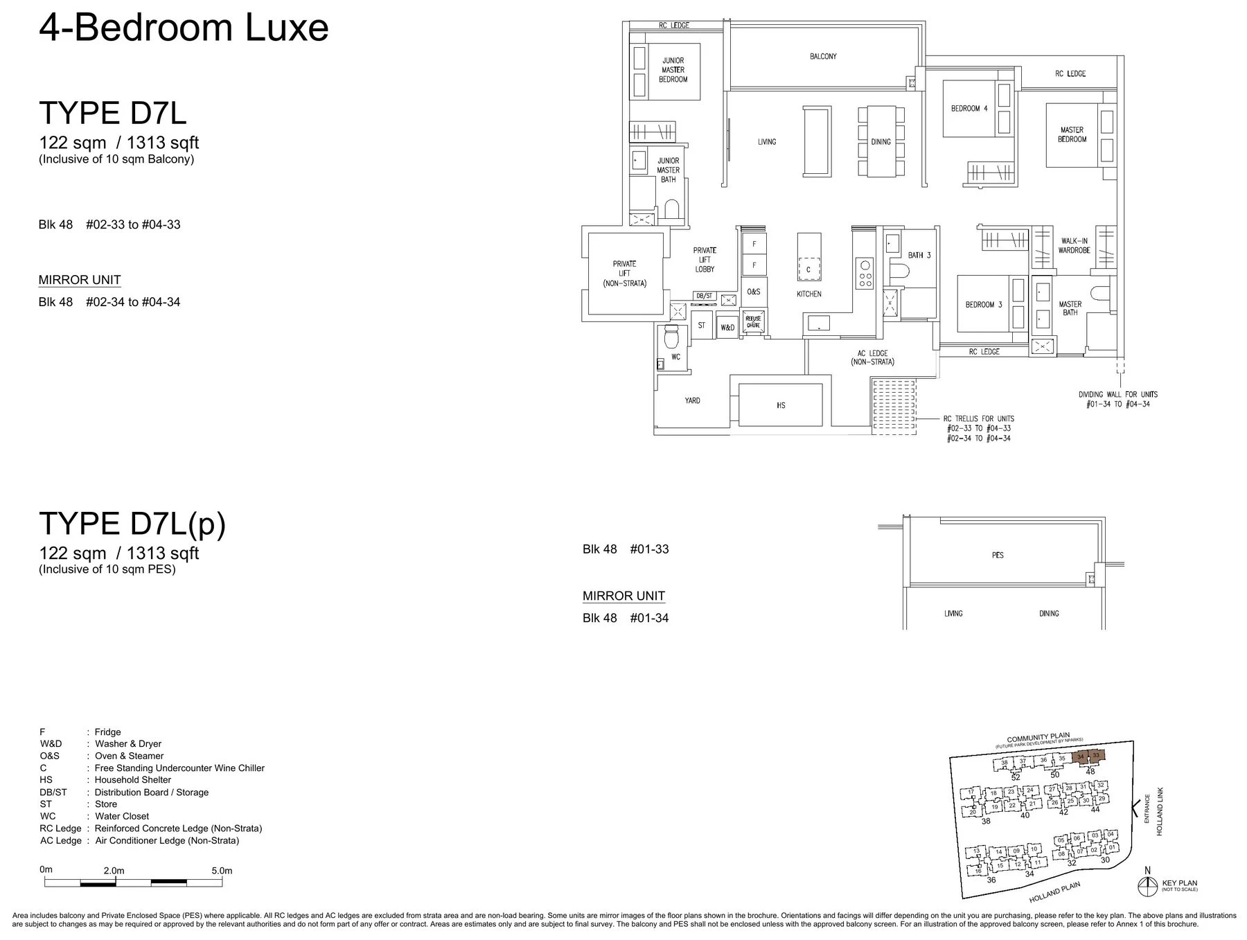 4 Bedroom Luxe layout plan (Type D7L)