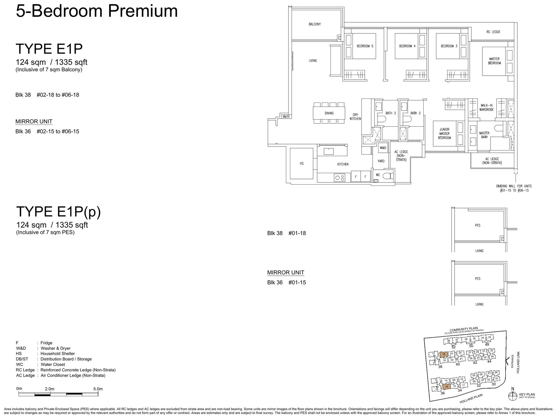 5 Bedroom Premium (E1P) layout plan (Type E1P)