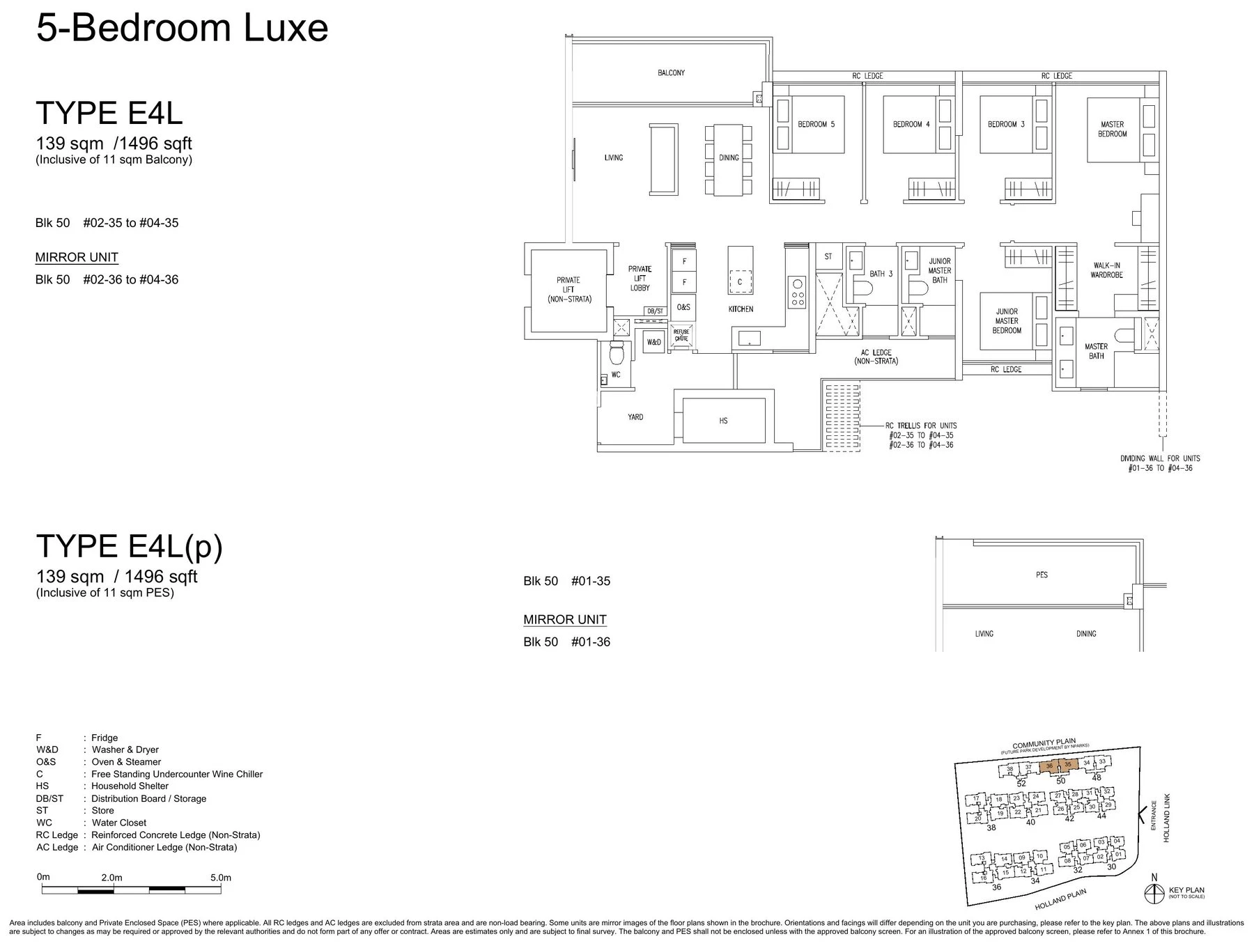 5 Bedroom Luxe (E4L) layout plan (Type E4L)