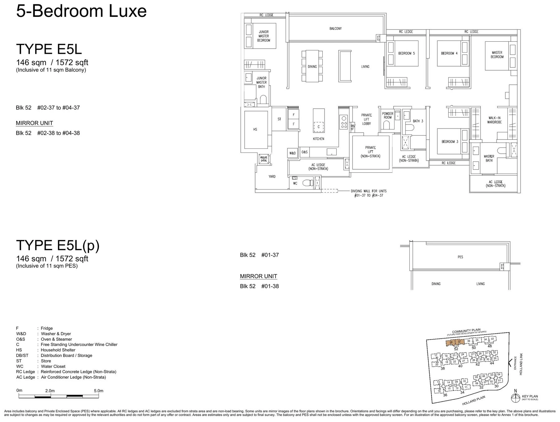 5 Bedroom Luxe (E5L) layout plan (Type E5L)