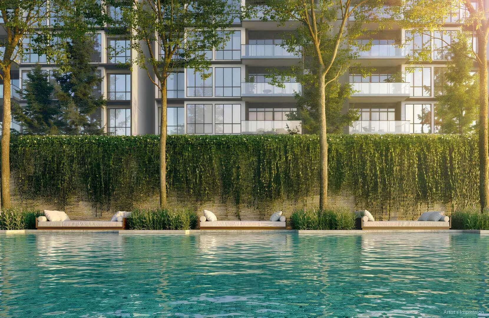 Artist's impression of the poolside Day Lounges at Amberwood at Holland