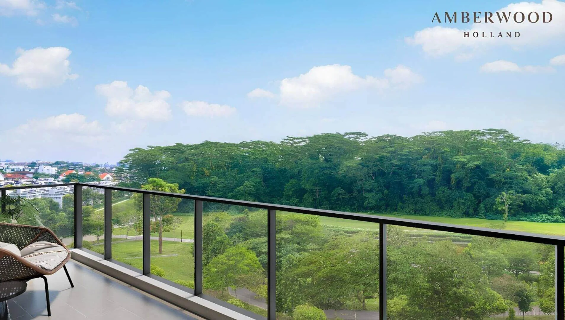 Artist's impression of a balcony view towards the future Community Plain