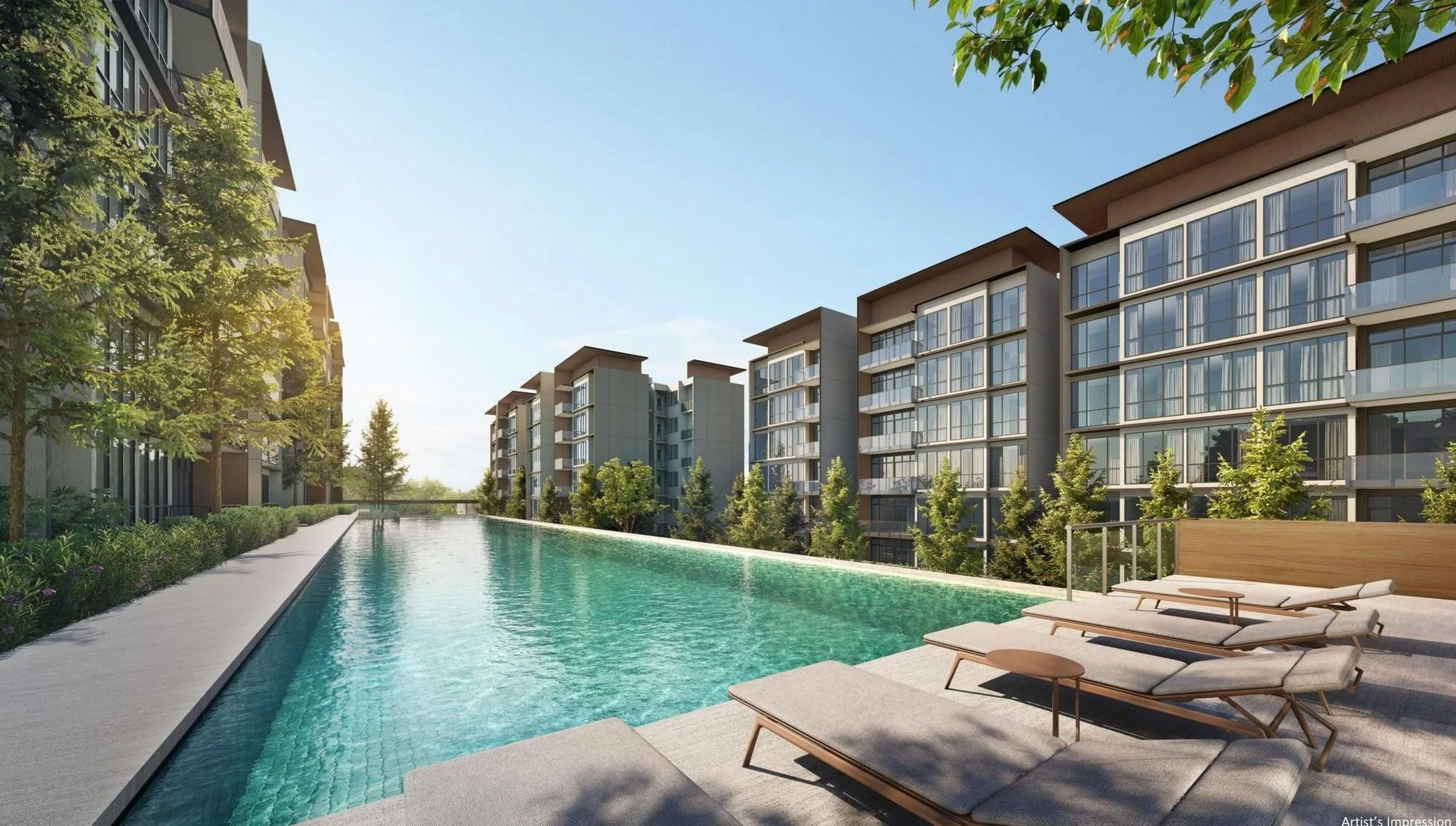 Amberwood at Holland pool deck and low-rise residential blocks